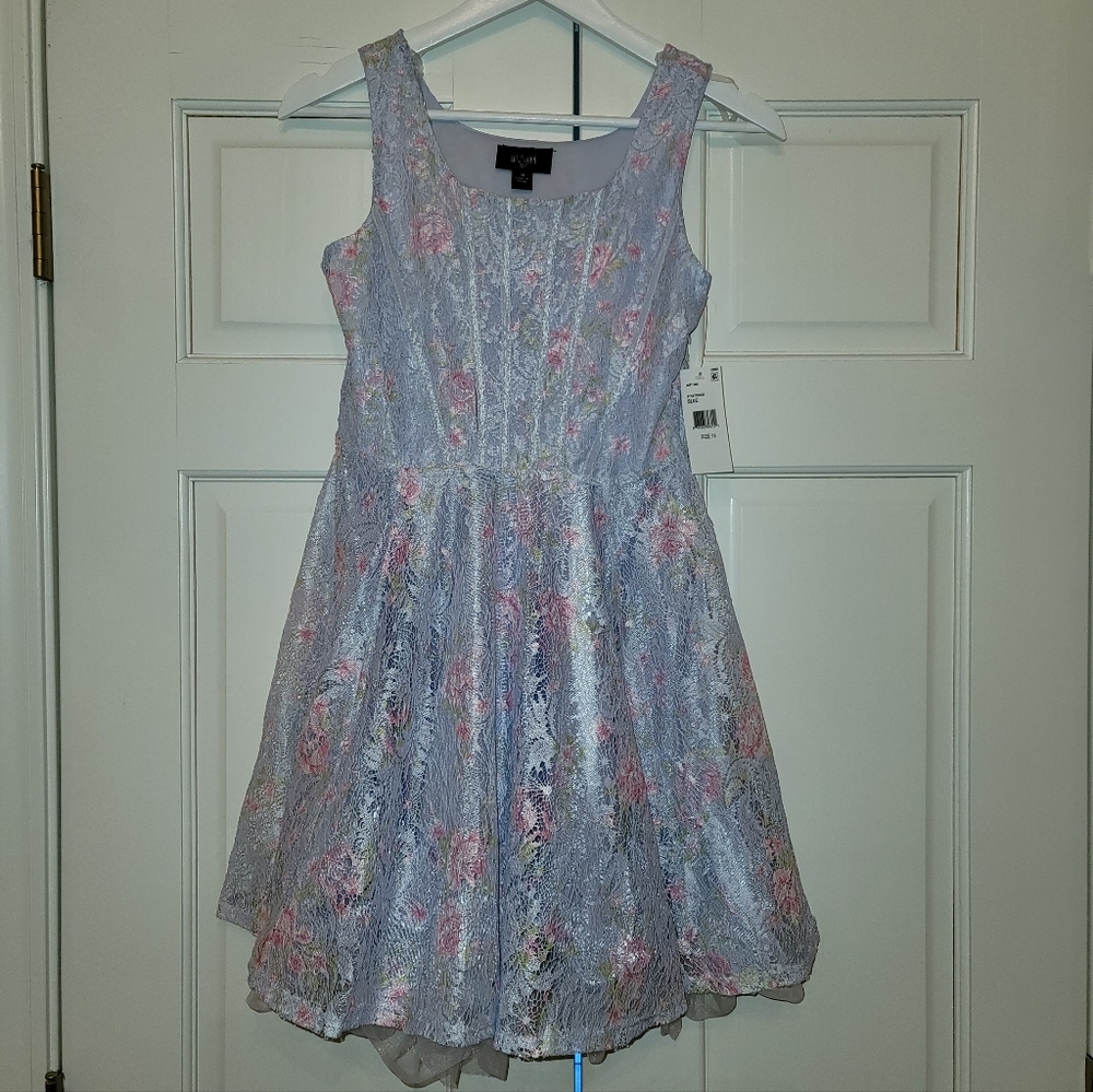IN Girl Blue Floral Lace Dress 14 (Flaw)